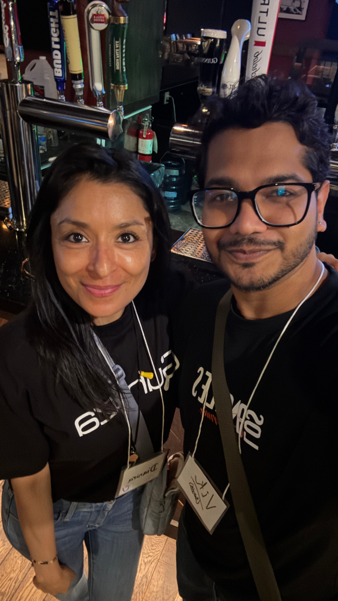 Satvik Sinha, Founder Saura Labs, networking with a fellow founder at a Toronto marketing event.
