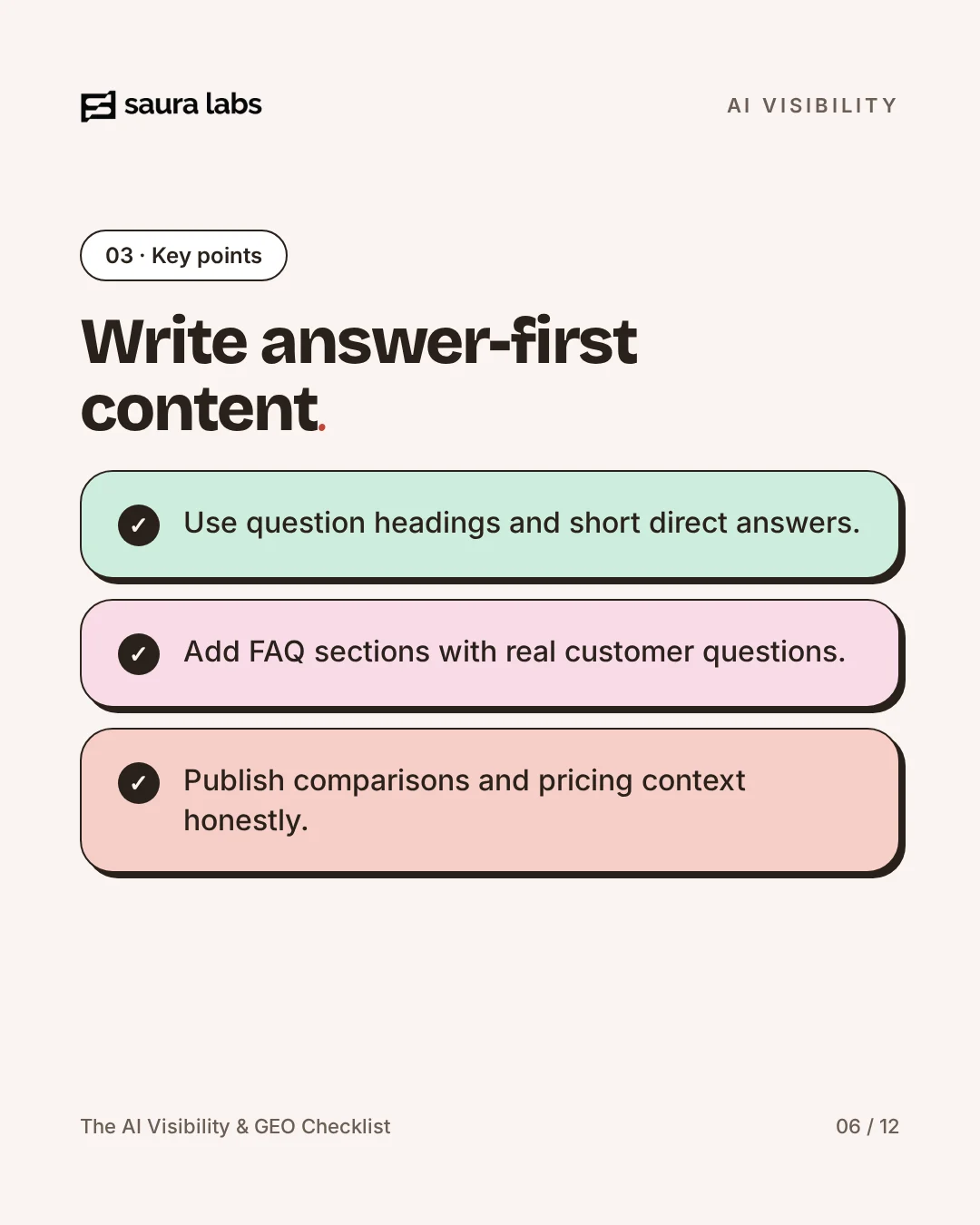 The AI Visibility & GEO Checklist, page 6