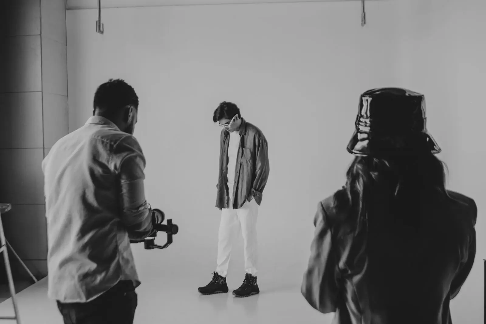Creative team directing a fashion shoot