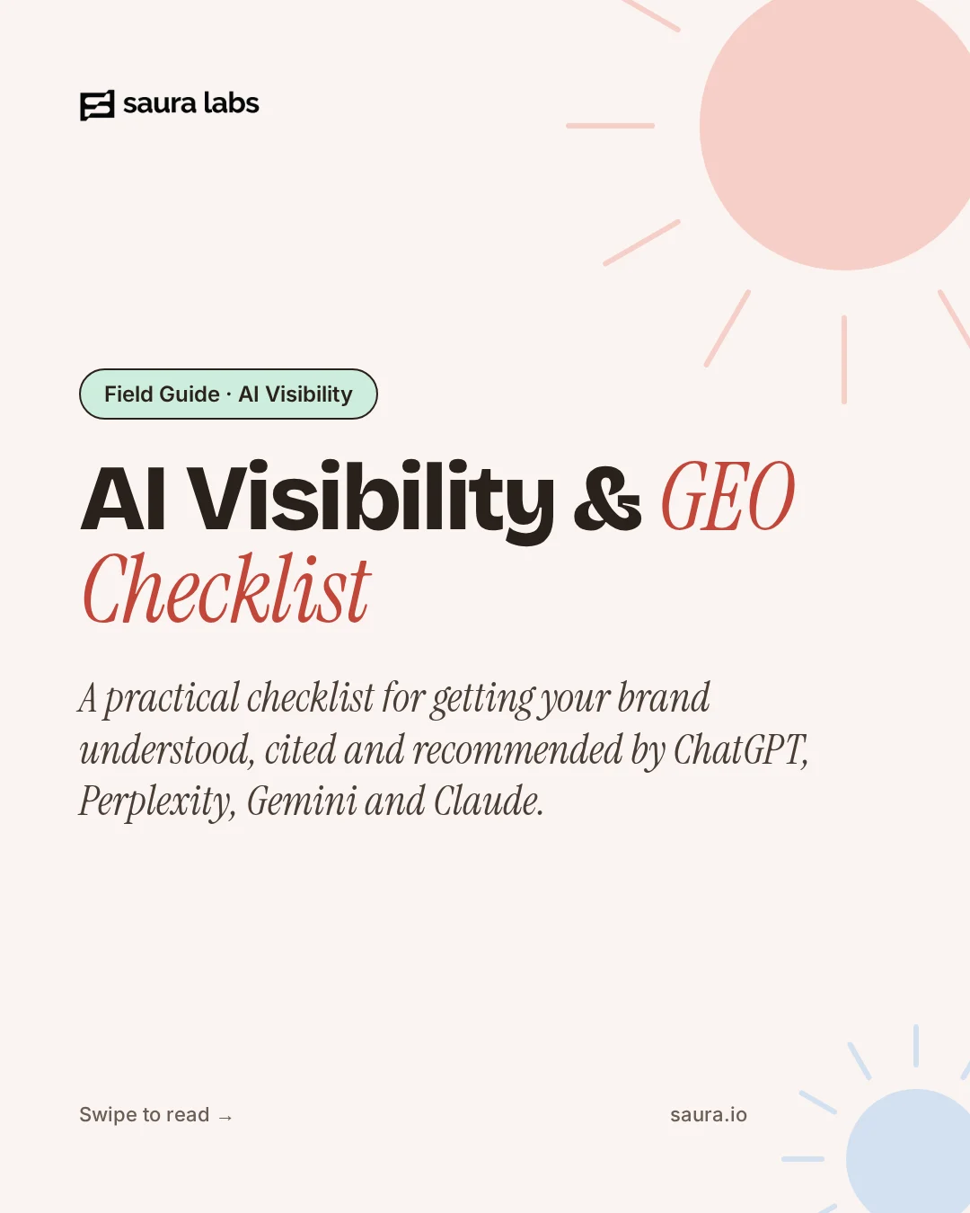 The AI Visibility & GEO Checklist, page 1