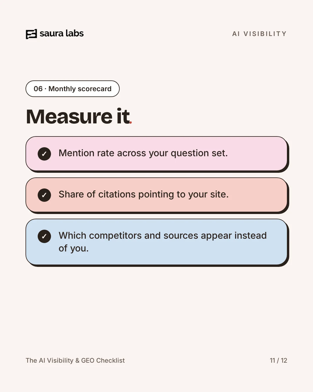 The AI Visibility & GEO Checklist, page 11