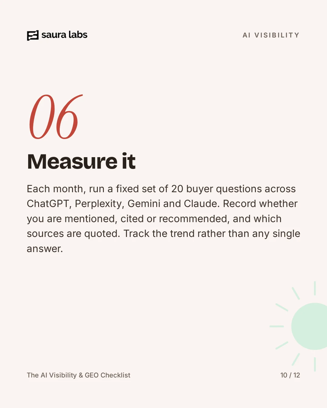 The AI Visibility & GEO Checklist, page 10