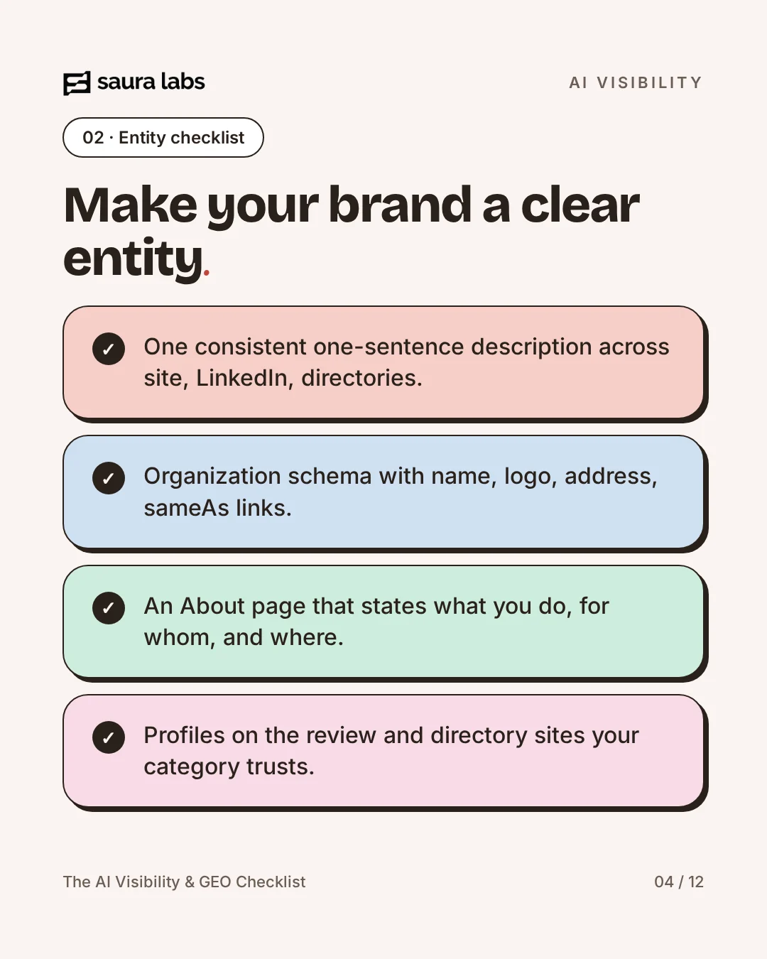 The AI Visibility & GEO Checklist, page 4